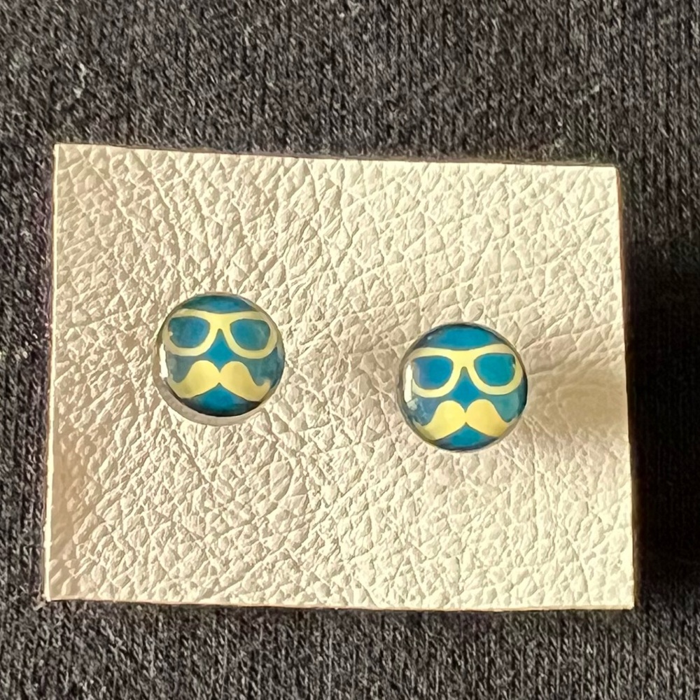 Mustache and Glasses Faux Plug Earrings
